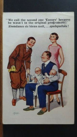 Donald Mcgill Comic Postcard: Twin Babies & Theatre Humour