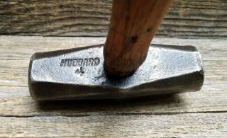 Vintage Hubbard Blacksmith Hammer w/ Wood Handle - Old 4 LB Blacksmithing Hammer 4