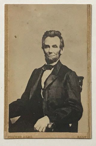 Cdv Portrait Of Abraham Lincoln.  Fischer & Bro.  Baltimore.  Civil War.