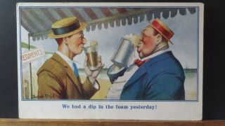 Donald Mcgill Comic Postcard: Froth Blowers,  Beer Drinking & Seaside Humour