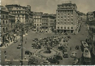 Rome,  Italy View Of The Barberini Square Real Photo Postcard