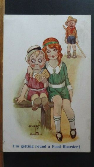 Ww1 Dudley Buxton Comic Postcard: Boy Scout & Rationing Humour