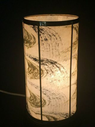 Vintage Table Lamp Fiberglass Shade Mid Century Modern Atomic Gold Black