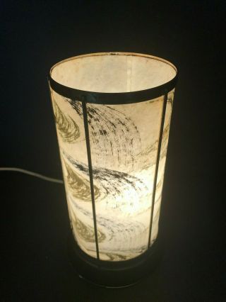 Vintage Table Lamp Fiberglass Shade Mid Century Modern Atomic Gold Black 3