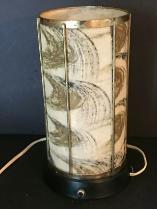 Vintage Table Lamp Fiberglass Shade Mid Century Modern Atomic Gold Black 4