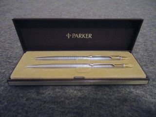 Vintage Parker Pen And Pencil Set Cisele Sterling Silver - Cond