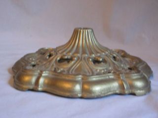 E 372 Pat.  ornate scroll heavy metal floor lamp base stand cast iron brass tone 5