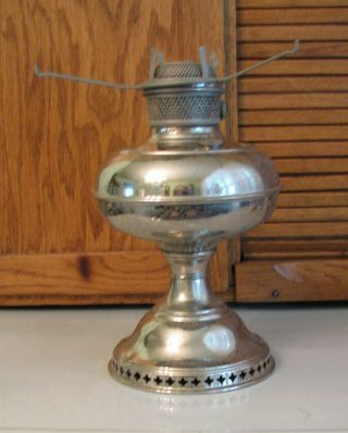 Antique Rayo Nickel Plate Kerosene Oil Lamp W Shade Holder