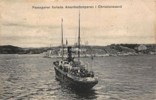 Kristiansand Ship,  Boat Norway Norge,  Early Post Card Posted 1906