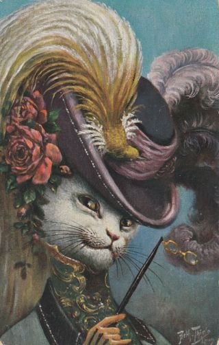 Thiele : Fancy Cat Dressed Up In Hat & Clothes,  1910