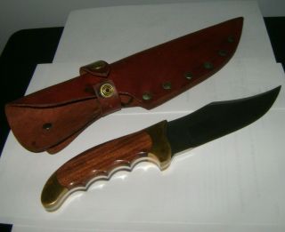 Rigid Usa Fixed Blade Knife W/ Leather Sheath