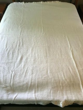 Vintage White Acrylic Blanket W White Satin Binding 64 