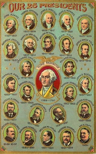 Postcard Portraits Of 25 Presidents Up To 1909