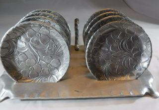 Vintage Everlast Hand Forged Hammered Aluminum Coasters Set 8