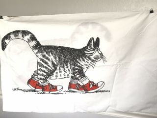 Vintage B Kliban Cat King Size Sheet Set Red Tennis Shoe Cat Sneaker Kitty 5