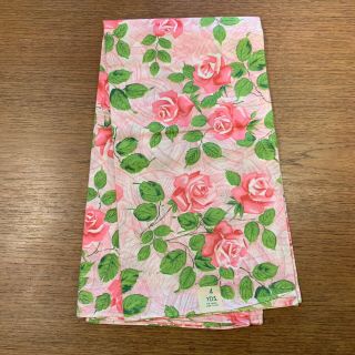 Vtg 50s Pink Roses Floral Print Fabric 4 Yards 36 " Quilting Sewing Crafting Nos