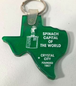 Crystal City Texas Spinach Souvenir Plastic Keychain Key Ring Spinach Capital 5