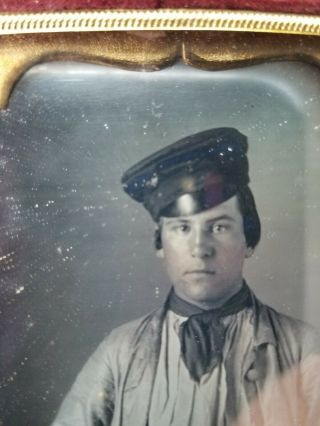 Antique Ambrotype Civil War Era Boy in Uniform Full Cased & 2