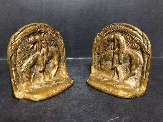 OLD ANTIQUE SOLID BRONZE TRAIL OF TEARS BOOKENDS INDIAN HORSE DEPICTION 8