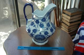 Vintage Blue & White Fine Porcelain Water Pitcher Exclusively For Seymour Mann
