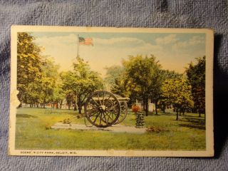 Vintage Postcard Scene In City Park,  Beloit,  Wis.