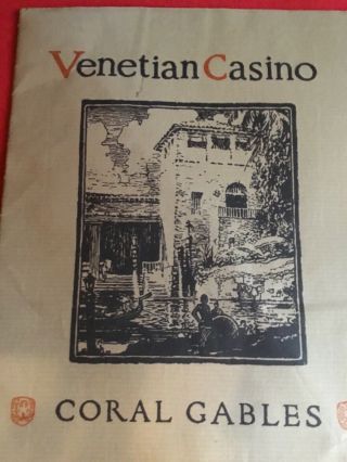 Vintage Brochure Of Coral Gables Venetian Casino