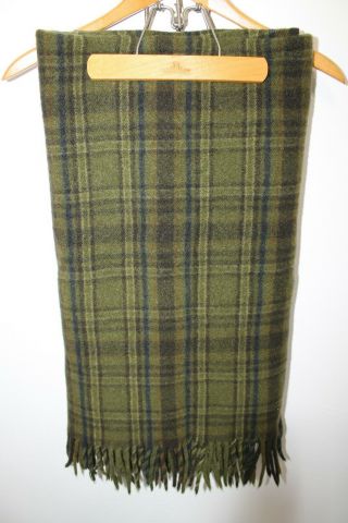 Pendleton 100 Virgin Wool Blanket 60 " X 40 " Green Plaid Made In Usa