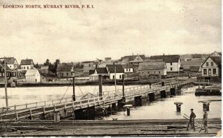 1910 Murray River Prince Edward Island Canada - Looking North,  Bridge - B&w