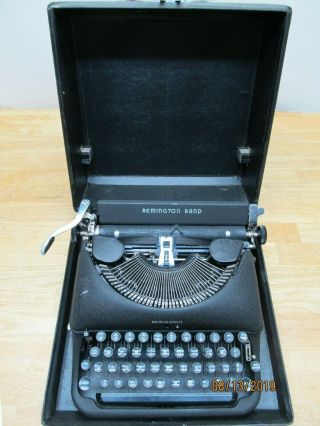 Vintage Art Deco Remington Rand De Luxe Model 5 Typewriter W/ Case & Key,