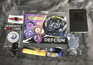Defcon 27 (2019) Badge W/battery,  Lanyard,  Sticker Sheet,  Notebook,