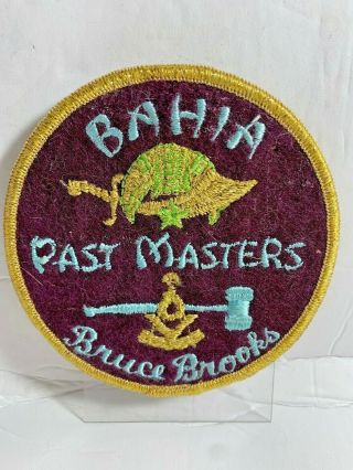 Masonic Shriner Past Masters Vintage Patch Bruce Brooks Bahia