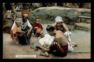 Dr Who Burma Tattooing A Burman Postcard C105096