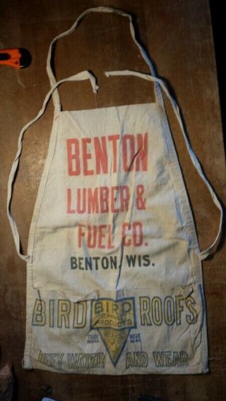 Benton Lumber And Fuel Company Canvas Nail Apron & Bird Roofs Wisconsin Wi