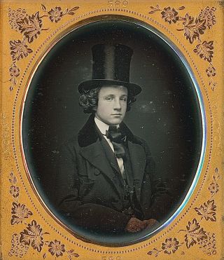 Handsome Young Man Wearing Top Hat Anson York 1/6 Plate Daguerreotype E628