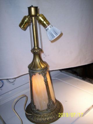 Vintage Slage Glass Art Deco Table Lamp 5