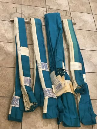 Vintage Mcm Teal Blue Curtains Set Of 4 Draperies From Sears 60s/70s