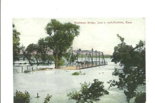Postcard Washburn Bridge,  June 2,  1908,  Stockton,  Kansas 1910
