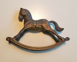 Vintage Cast Bronze Brass Metal Rocking Horse Statue Sculpture Figurine