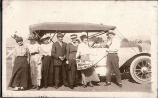 1915 Rppc Car Girls Hats Abbott Detroit Tijuana Mexico California Photo Postcard
