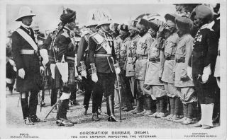Postcard India Military Royalty Dunbar Coronation Inspection