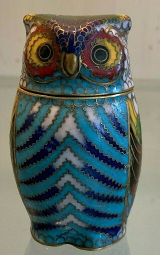 Chinese Cloisonne Owl Box.  Well Executed.