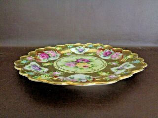 Vintage Hand Painted Floral Plate With Scalloped Edge (10A047) 2