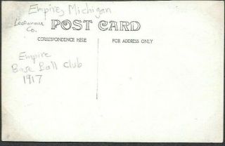 Empire Michigan,  CITY BASEBALL TEAM,  1917 RPPC Postcard 2