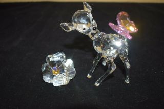 Swarovski Crystal Disney Bambi The Deer With Flower Plaque 0943951 (219)