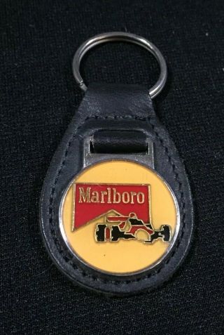 Vintage Marlboro Leather Key Fob Keychain Chain Keyring Indycar Grand Prix (a7)
