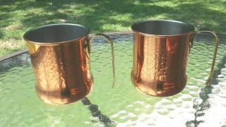 Vtg Coppercraft Guild Mug Copper Cup W/ Brass Handle Moscow Mule Set Of 2