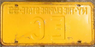 1955 York State License Plate EC 2