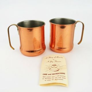 Vintage Coppercraft Guild Copper Moscow Mule Mugs Cups Brass Handle Set Of 2