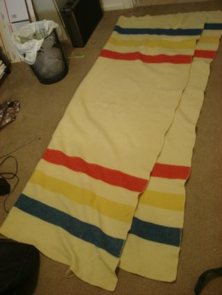 Vintage Awesome Hudson Bay Blanket,  76 " X 62 ",  Battered