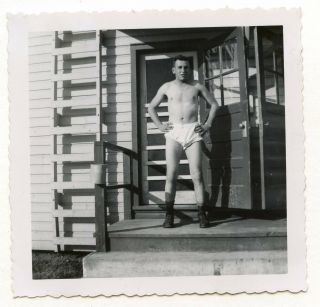 18 Vintage Photo Underwear Soldier Boy Man Posing For Buddy Snapshot Gay